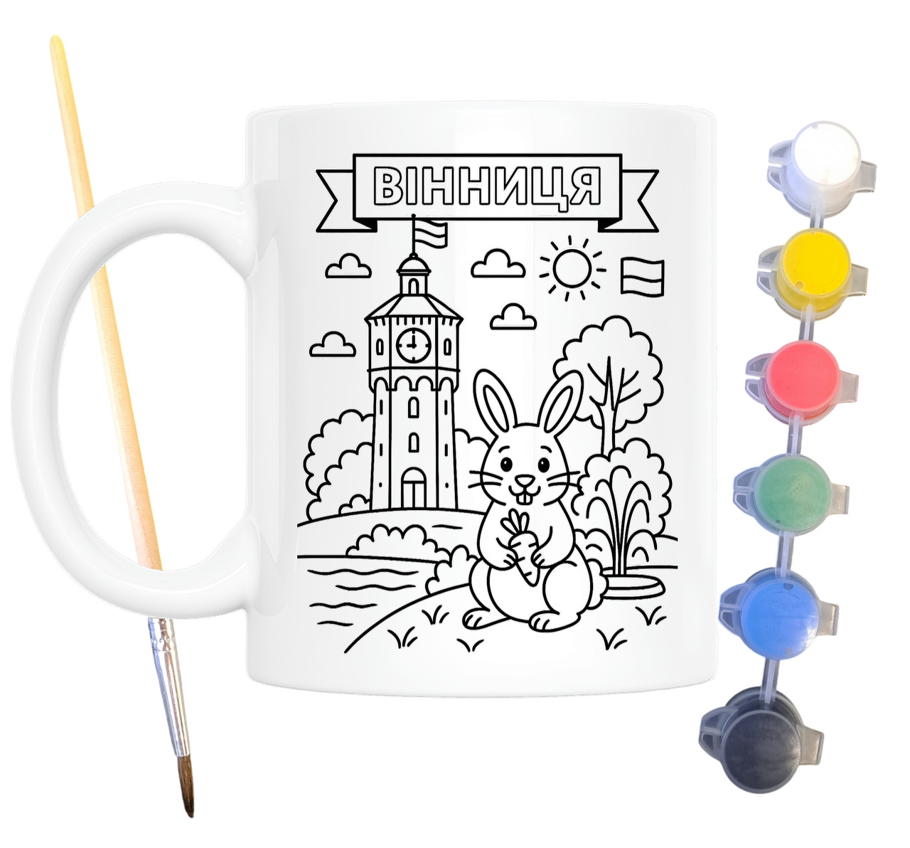 Набір для творчості кружка розмальовка Вінниця 330 мл біла (КР0094), фото 1