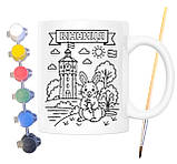 Набір для творчості кружка розмальовка Вінниця 330 мл біла (КР0094), фото 2