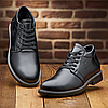 Зимові чоловічі шкіряні черевики класичні чорні утеплені з натуральної шкіри на хутрі на зиму для чоловіків, розмір 40-45, фото 5