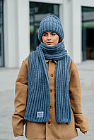 В'язаний комплект "Ульяна", колір джинсовий