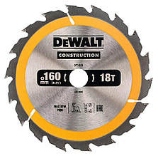 Диск пилковий СONSTRUCTION DeWALT DT1931 діаметр 160 х 20 мм кількість зубів 18