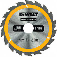 Диск пилковий CONSTRUCTION DeWALT DT1936 діаметр 165 мм кількість зубів 18 ширина пропила 2.4 мм
