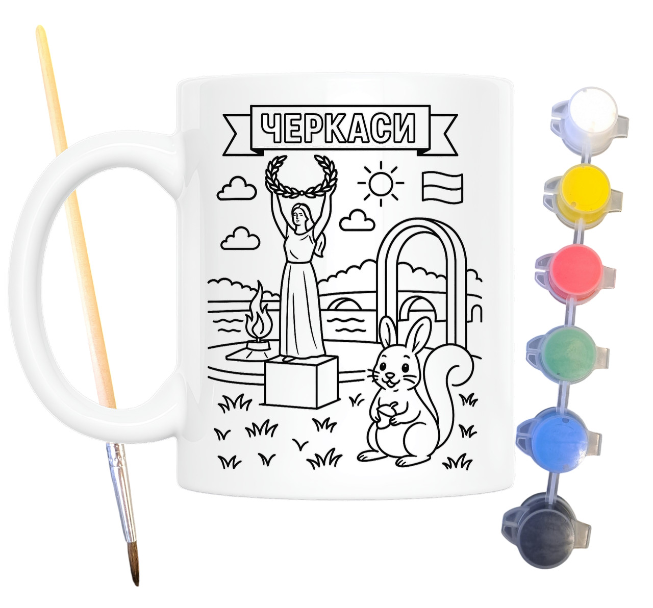Набір для творчості кружка розмальовка Черкаси 330 мл біла (КР0096), фото 1