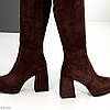 Ефектні замшеві ботфорти колір Шоколад на стійких підборах, фото 3
