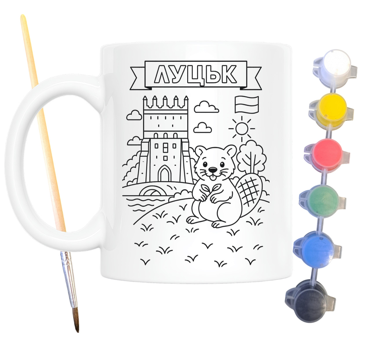 Набір для творчості кружка розмальовка Луцьк 330 мл біла (КР0100), фото 1