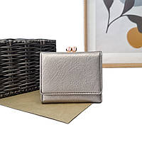 Гаманець на кнопці штучна шкіра сріблястий Арт.CZ-347-4 silver Saralyn (54)