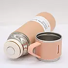 Термос вакуумний 500 мл, з нержавіючої сталі + 3 чашки, Рожевий / Термос з ізоляційним кухлем, фото 3