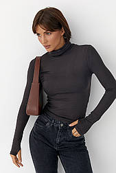 Однотонний гольф із високою горловиною — темно-коричневий колір, S (є розміри)