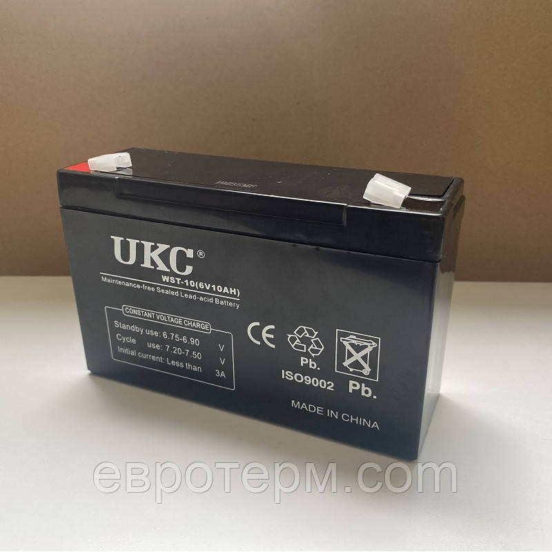 Аккумулятор UKC RB-FM-6V-10 Ah свинцово-кислотный, для бесперебойника, аккумулятор для ИБП, фото 1