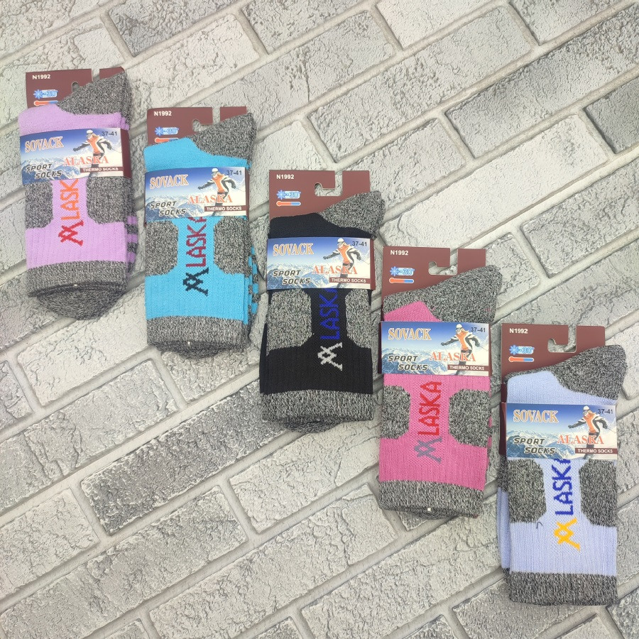 Шкарпетки жіночі високі зимові вовняні р.37-41меланж із вставками асорті SOVACK 30039582, фото 1