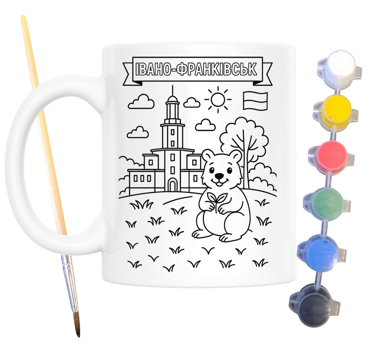 Набір для творчості кружка розмальовка Івано-Франківськ 330 мл біла (КР0102), фото 1