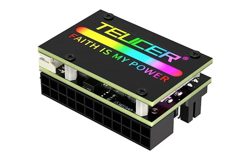 Перехідник Teucer 24pin ATX кутовий 90 градусів з RGB підсвічуванням, фото 1