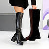 Ефектні замшеві чорні ботфорти на стійких підборах, фото 10