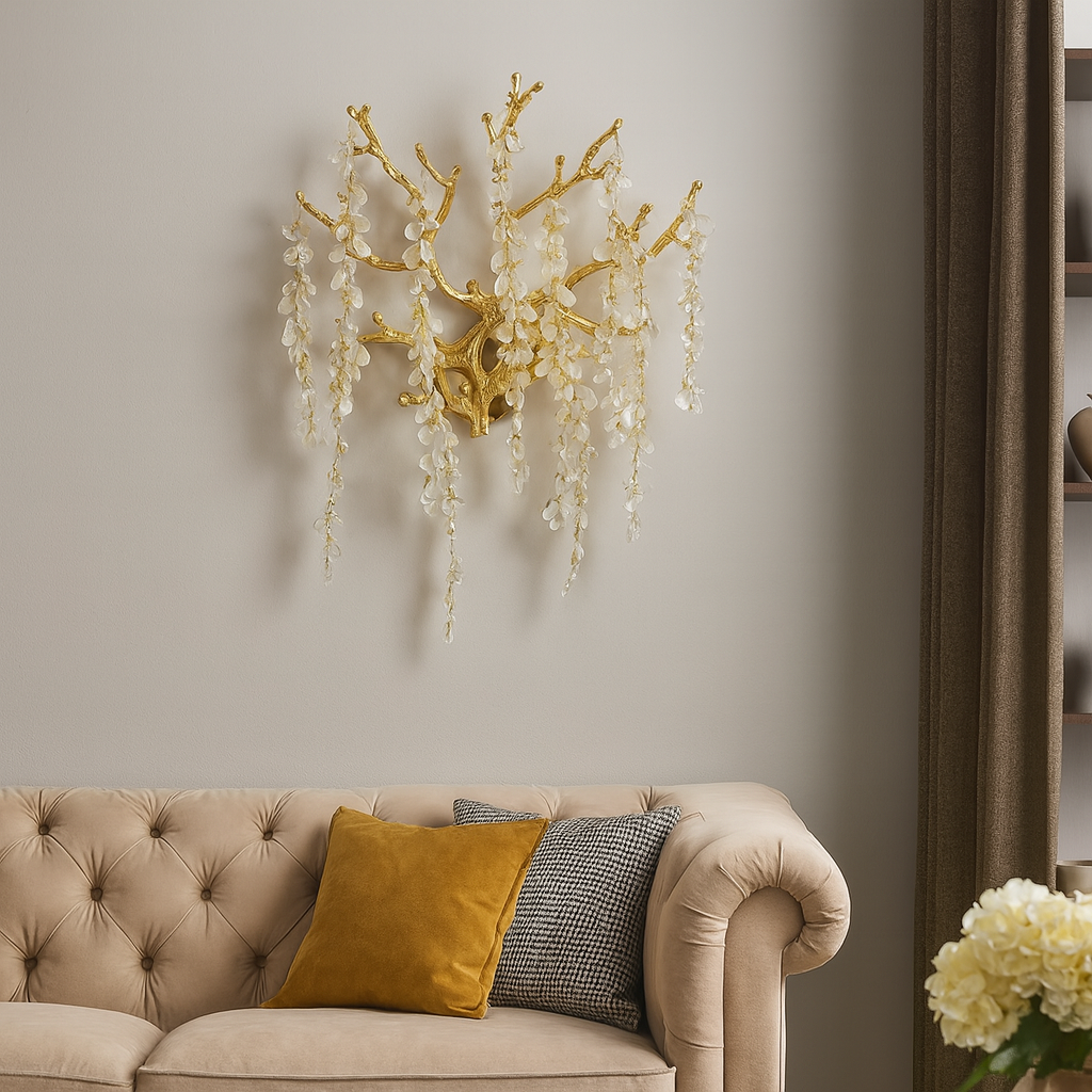 Світильник настінний з камінцями Linisoln цоколь G9 колір Золотистий 8077-3 GD, фото 1