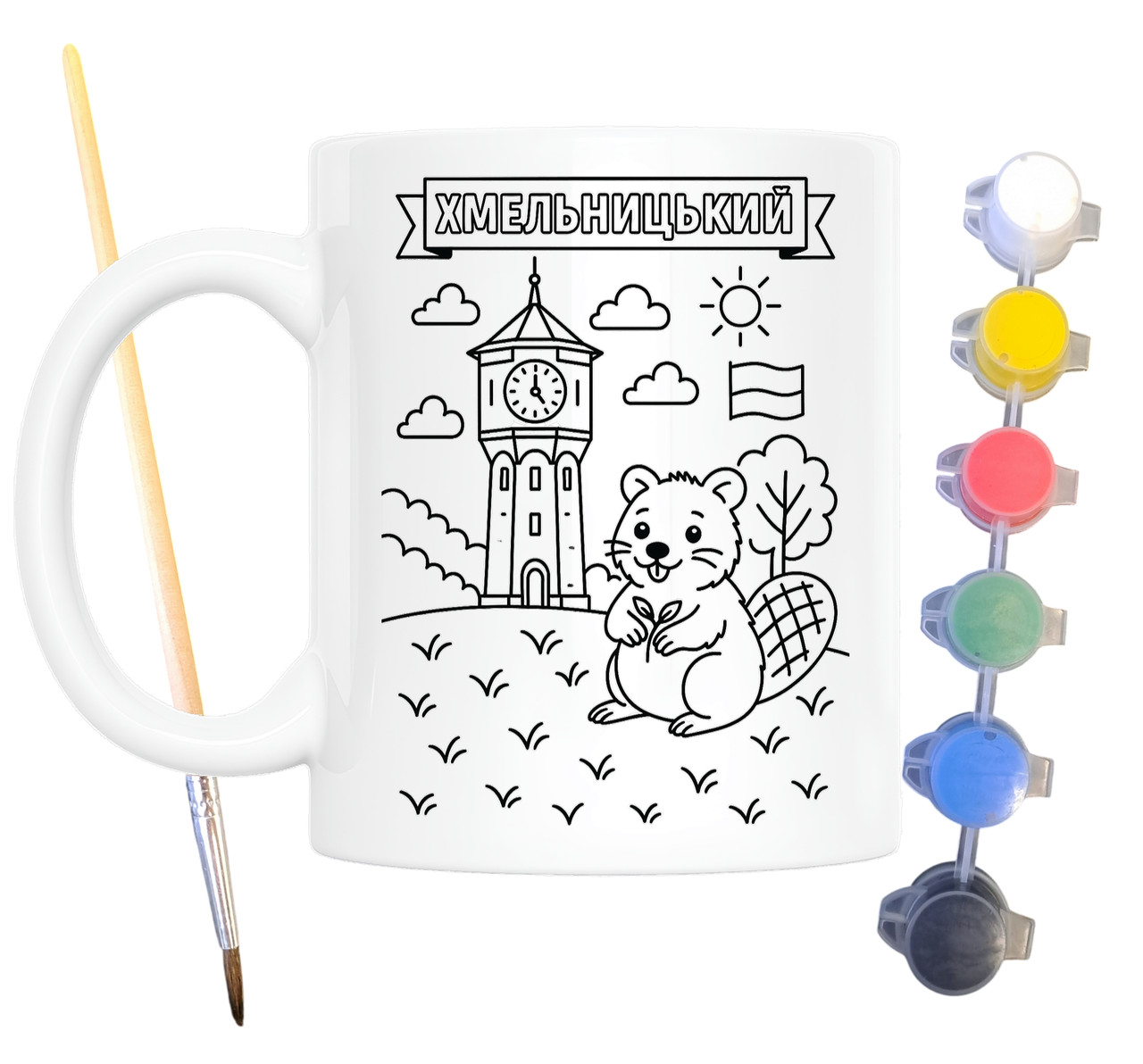 Набір для творчості кружка розмальовка Хмельницький 330 мл біла (КР0104), фото 1