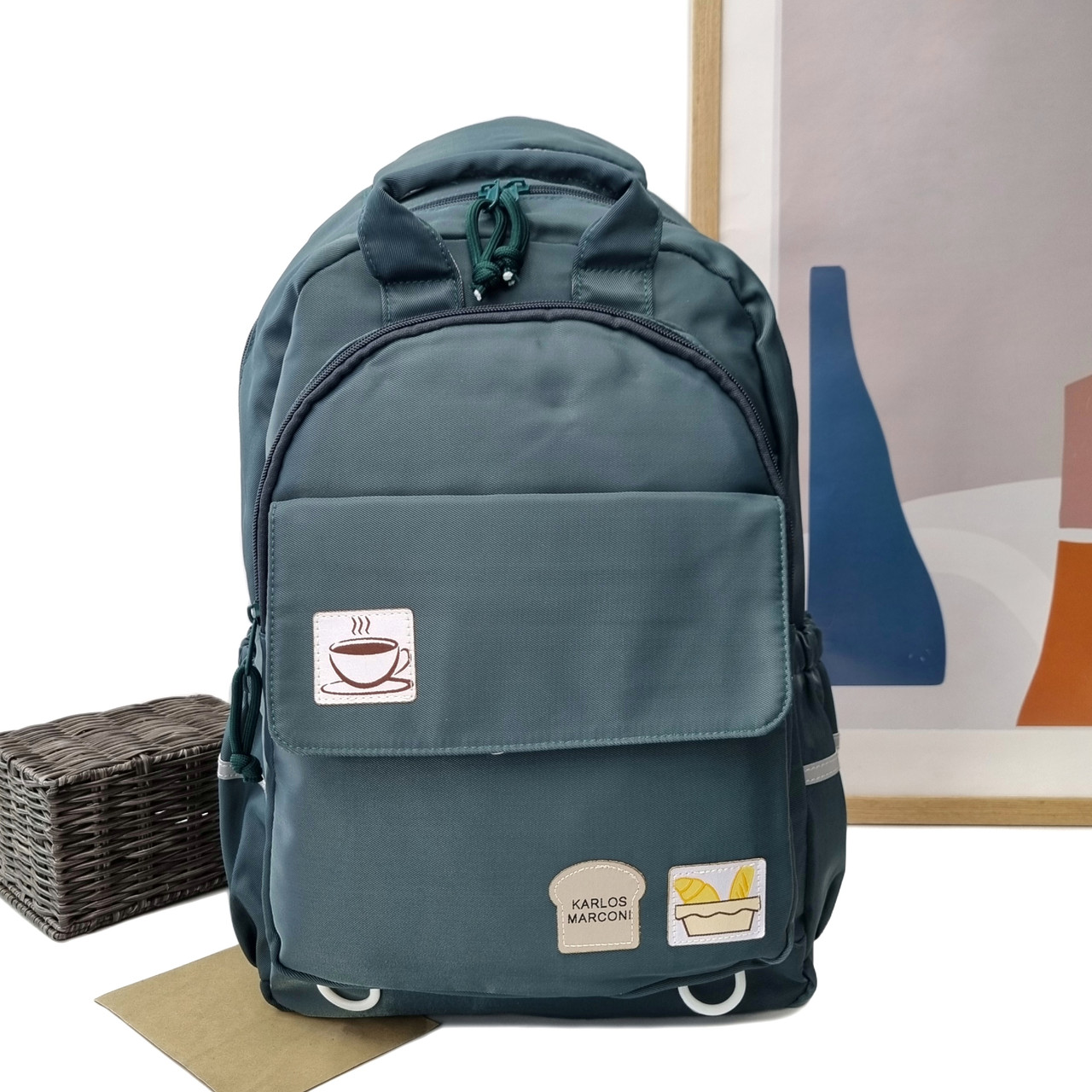 Літній модний рюкзак поліестер зелений Арт.S021 green Karlos Marconi (54)