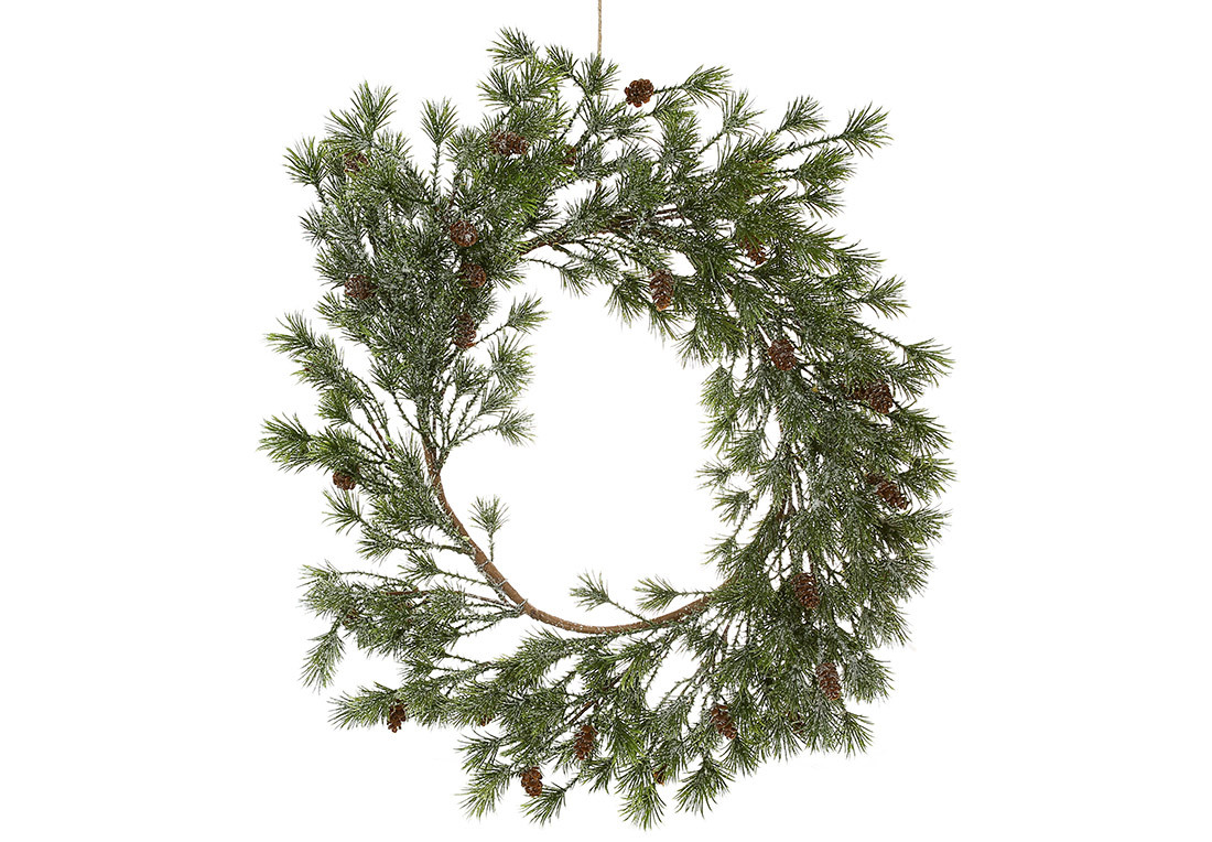 Вінок кедровий з шишками з ефектом льоду D55×6см, фото 1