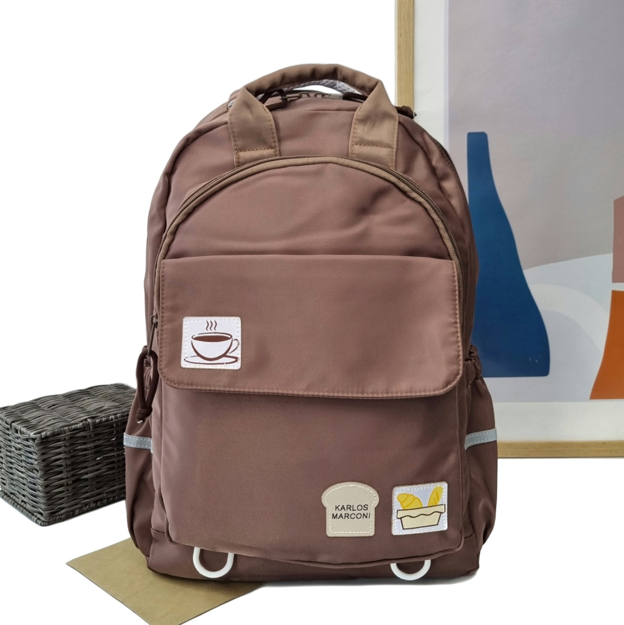Оригінальний рюкзак поліестер коричневий Арт.S021 brown Karlos Marconi (54)