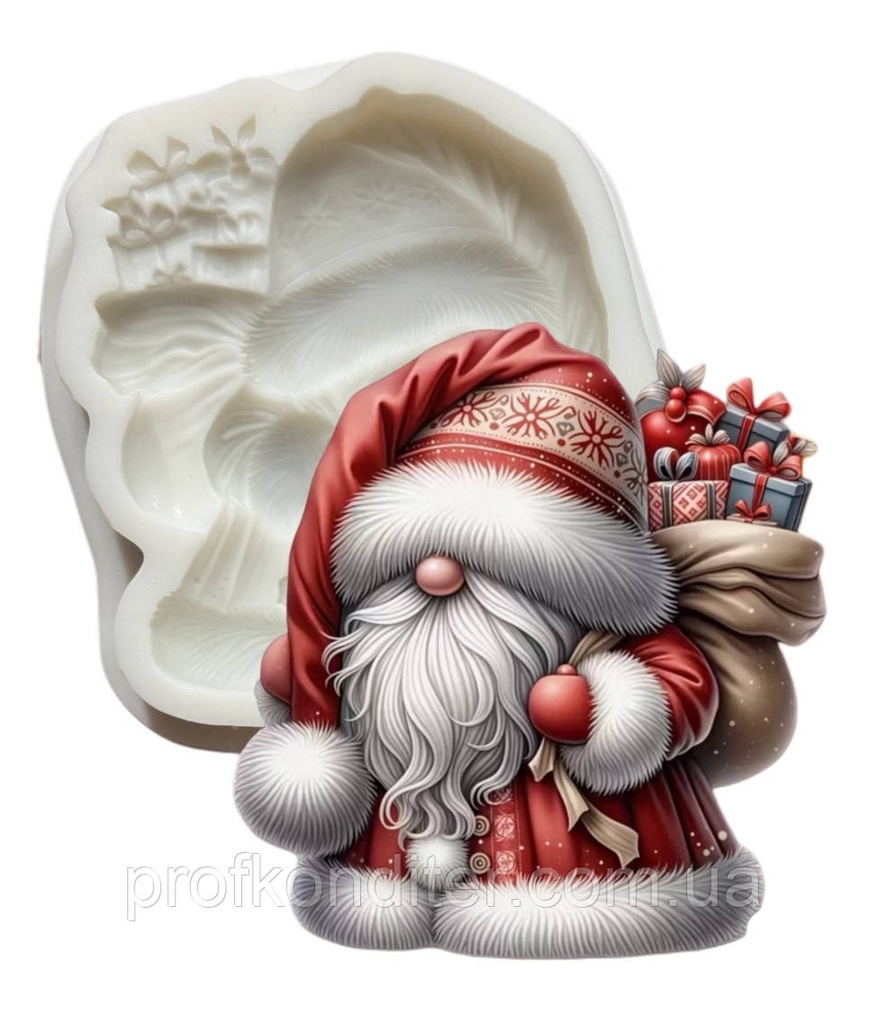 Силіконовий молд для шоколаду, зефіру та ін "Санта з подарунками", фото 1