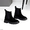 Чорні повсякденні черевики челсі натуральна замша низький хід, фото 6