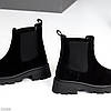 Чорні повсякденні черевики челсі натуральна замша низький хід, фото 3