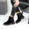 Чорні повсякденні черевики челсі натуральна замша низький хід, фото 2
