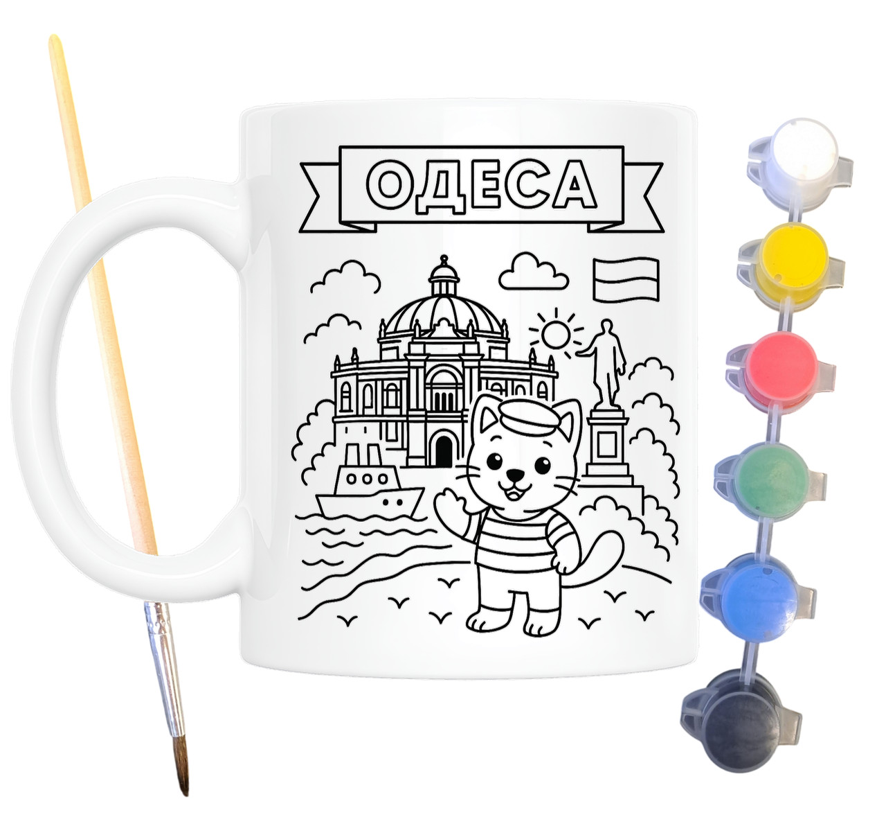 Набір для творчості кружка розмальовка Одеса 330 мл біла (КР0105), фото 1