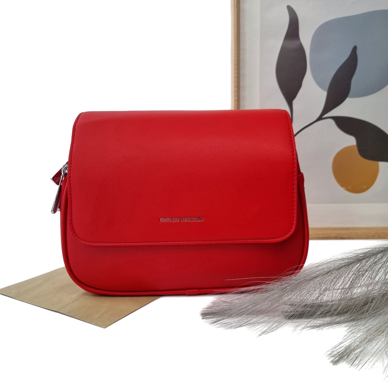 Сумка через плече жіноча	штучна шкіра червоний Арт.HX177 red Karlos Marconi (54)