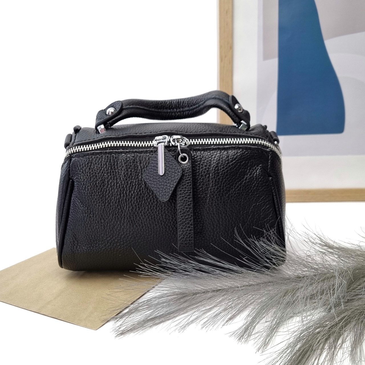 Маленька жіноча сумка натуральна шкіра чорний Арт.604 black (54)