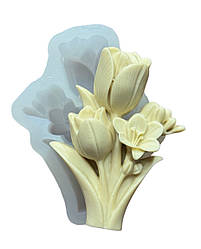 Силіконовий Молд для шоколаду, мастики та ін  "Букет тюльпанів з нарцисами"