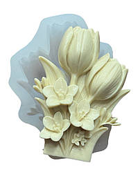 Силіконовий Молд для шоколаду, мастики та ін  "Букет тюльпанів з нарцисами-2"