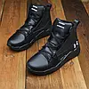 Зимові чоловічі шкіряні черевики, кросівки чорні утеплені з натуральної шкіри на хутрі на зиму для чоловіків, розмір 40-45, фото 3