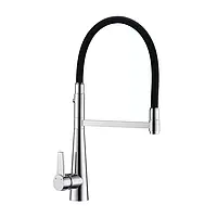 Змішувач для кухні з гнучким виливом GAPPO G4398-15 чорний/хром латунь