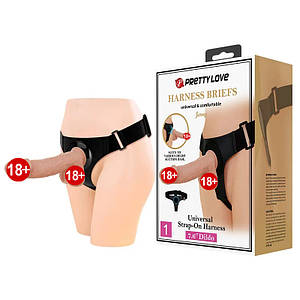 Жіночий страпон на трусиках Pretty Love Jerry з присоскою, реаліст, 21.8 х 4.6 см