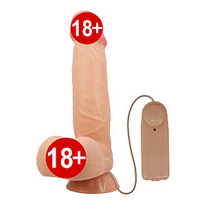 Вібратор на присосці з хребтом Pretty Love Cass з рухомою шкірою, тілесний, 21.8 х 4.6 см