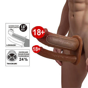 Насадка на пеніс реалістична PRETTY LOVE Yairon для подвійного проникнення, 17.5 х 4.2 х 2.5 см