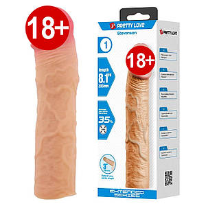 Насадка на член, що подовжує +7.6 см Pretty Love Stevenson реалістична, тілесна, 20.5 х 4.4 см