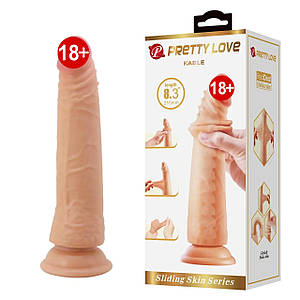 Фалоімітатор реалістичний, гнучкий Pretty Love Kable з рухомою шкірою, тілесний, 21 х 3.7 см