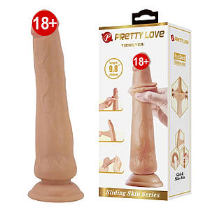 Фалоімітатор реалістичний, гнучкий Pretty Love TIEMEYER з рухомою шкірою, тілесний, 25 х 3.7 см