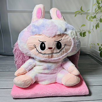 Плед — м'яка іграшка 3 в 1 Лабубу райдужний