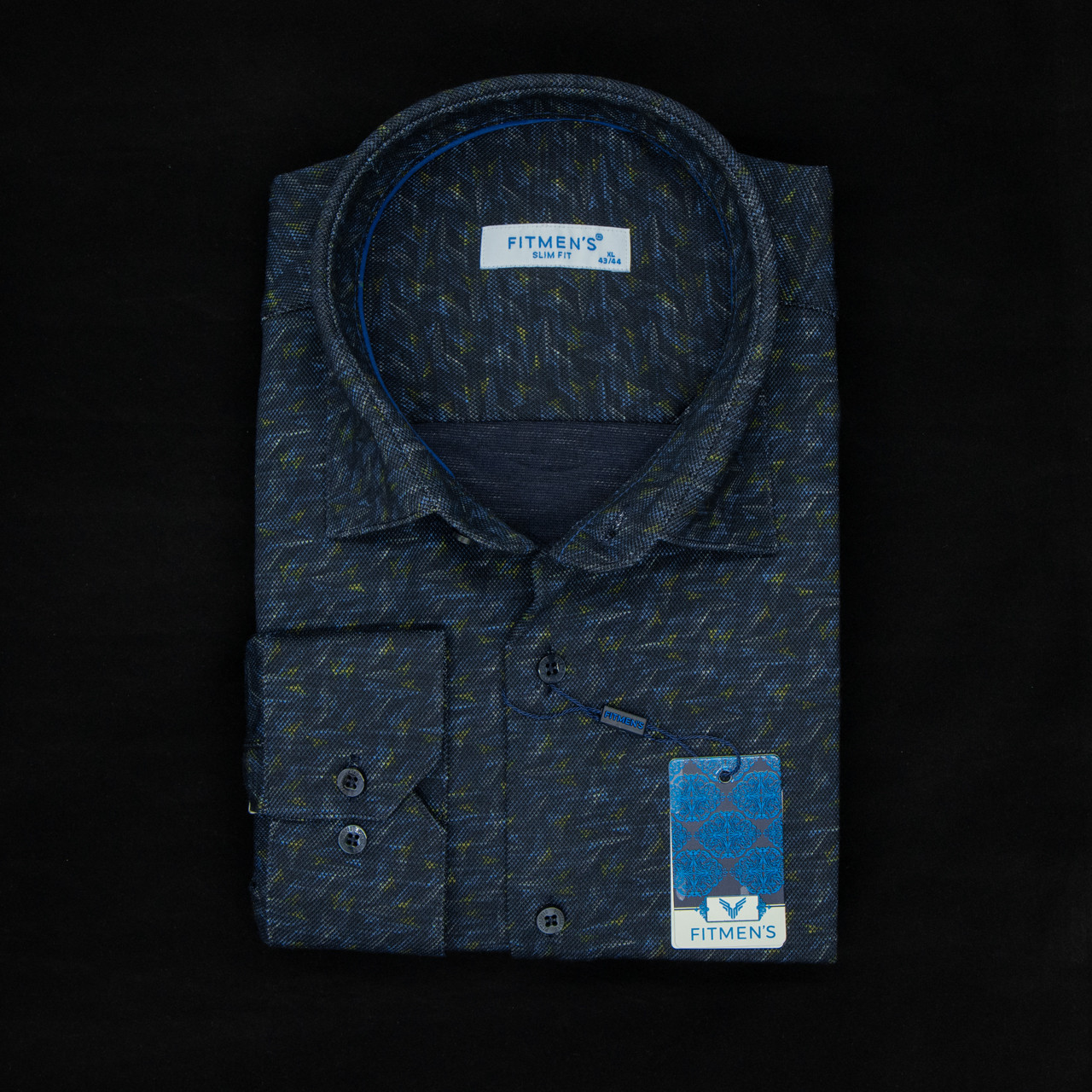 Сорочка чоловіча, приталена (Slim Fit), з довгим рукавом, FITMENS FS-004222 Lacivert Mavi 97% бавовна 3% еластан L(Р), фото 1