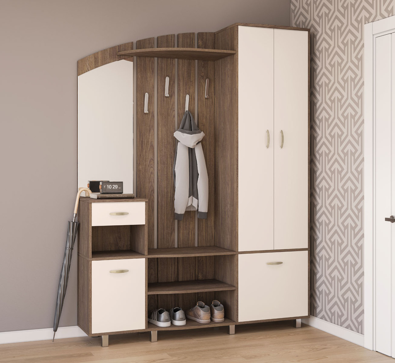 Меблі для передпокою  Кароліна Світ меблів, колір дуб катанія черний /світлий беж