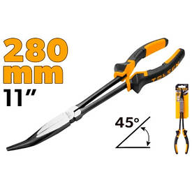 Довгогубці подовжені 280 мм, загнуті 45°, Ерго рукоятки GRIPro TOLSEN