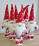 Новорічний ельф гном 55 см на довгих ніжках, Скандинавський декоративний гном пр-во Україна зі сніжинками в смужку, фото 7