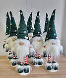 Новорічний ельф гном 55 см на довгих ніжках, Скандинавський декоративний гном пр-во Україна зі сніжинками в смужку, фото 6