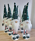 Новорічний ельф гном 55 см на довгих ніжках, Скандинавський декоративний гном пр-во Україна зі сніжинками в смужку, фото 8
