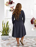Вельветове плаття міді з поясом графіт батал, фото 4