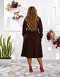 Вельветове плаття міді з поясом темно-коричневий батал, фото 4