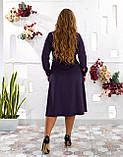 Вельветове плаття міді з поясом баклажан батал, фото 4
