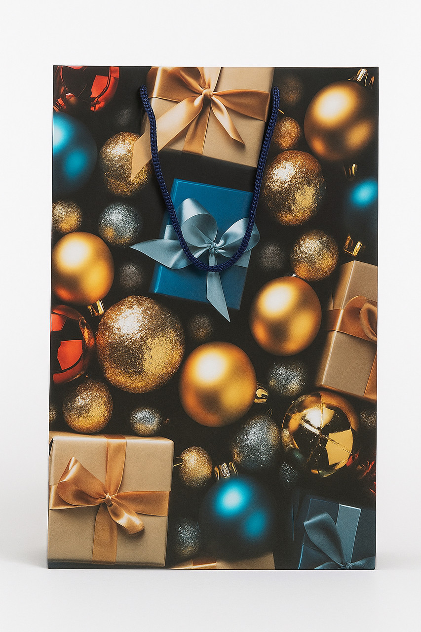 Новорічний пакет ГІГАНТ ВЕРТИКАЛЬНИЙ 47*33*10 см, фото 1